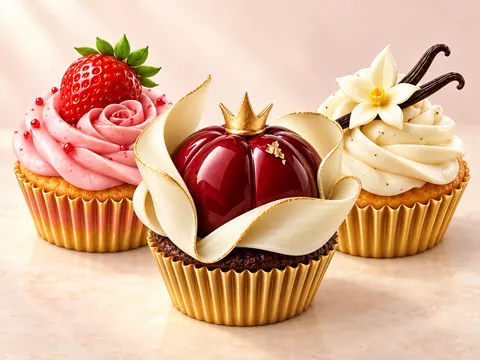 ルビー・ロワイヤルと、いちごとバニラのカップケーキ